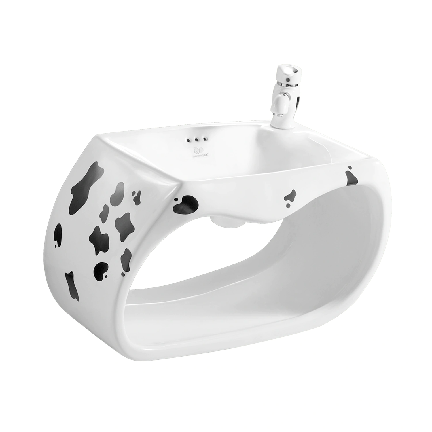 black and white cow pattern design Children's wash basin wall mounting P-trap sanitary ware for preschool, kindergarten, daycare